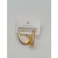 Çelik Taşlı Gold Küpe