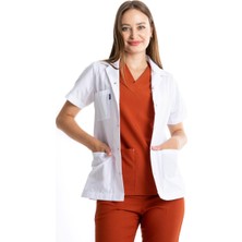 Uçak Medikal Beyaz Terikoton Ceket Boy Doktor Önlüğü