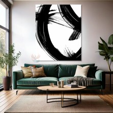Siyah Fırça Izi Kanvas Duvar Tablosu Soyut Dijital Baskı Salon Tablosu Modern Tasarım Tablo