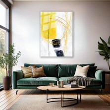 Soyut Tasarım Cam Tablo Renkli Fırça Darbeleri Modern Salon Tablosu Ev Dekorasyon Duvar Tablosu