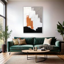 Yağlı Boya Görünümlü Soyut Cam Tablo Fırça Darbeleri Modern Salon Tablosu Cam Duvar Tablosu