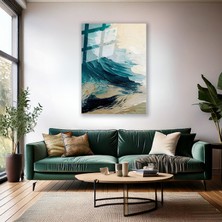 Soyut Şık ve Sade Fırça Darbeleri Cam Tablo Modern Tablo Salon Ev Dekorasyon Cam Duvar Tablosu