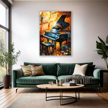 Cam Duvar Tablosu Piyano ve Işıltı Cam Baskı Tablo Ev Hediyesi Modern Tasarım Salon Tablosu