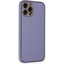Newface  Apple iPhone 12 Pro Kılıf Coco Deri Silikon Kapak - Açık Lila Ferrg