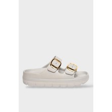 Liger Yüksek Taban Tokalı Şık Kadın Terlik GRİ