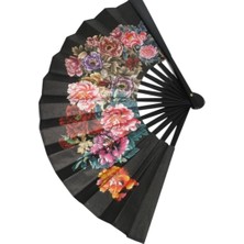 baytoptan Yelpaze Saten Kraft Çiçek Desenli