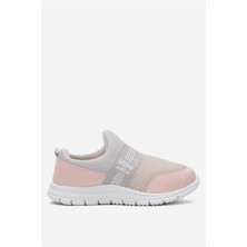 Liger Unisex Lastilkli Hafif Airfle Çocuk Spor Ayakkabı  GRİ - PUDRA