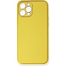 Newface  Apple iPhone 12 Pro Max Kılıf Coco Deri Silikon Kapak - Sarı Ferrg