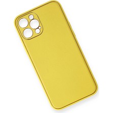 Newface  Apple iPhone 12 Pro Max Kılıf Coco Deri Silikon Kapak - Sarı Ferrg