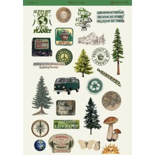 1 Adet Kamp Temalı 12*17 cm Sticker / Scrapbook, Bullet Journal, Planlayıcı, Ajanda Için