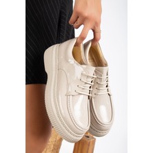 Cuesta Kadın Bej Rugan Günlük Ortopedik Taban Oxford Ayakkabı