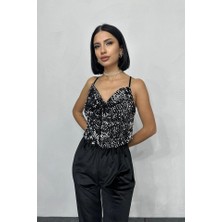 Nidam Butik Gümüş Askılı Degaje Bluz