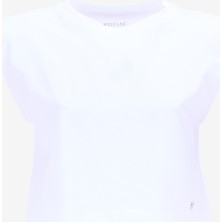 Mustang Bisiklet Yaka Düz Beyaz Kadın T-Shirt M5SL-TST1170