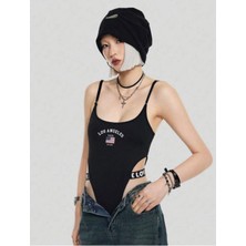 Y2K Fairycore Siyah Askılı Bodysuit