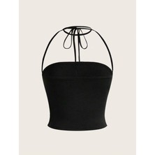 Y2K Fairycore Siyah Halter Top Bluz