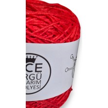 Ece Örgü Tasarım Atölyesi Nar Çiçeği Renginde, Büklümlü, %50 Bambu %50 Koton El Örgü İpi (200 Gr.)