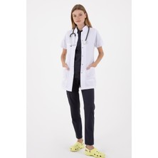 Uçak Medikal Beyaz Tunik Boy Kısa Kol Hakim Yaka Doktor Önlüğü