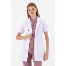 Uçak Medikal Beyaz Tunik Boy, Kısa Kol, Klasik Yaka, Doktor Önlüğü