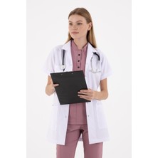 Uçak Medikal Beyaz Tunik Boy, Kısa Kol, Klasik Yaka, Doktor Önlüğü