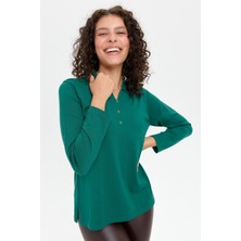 Kadın Polo Yaka Yanı Yırtmaçlı Kazak Ö.başı