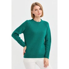 Desen Triko Kadın Sıfır Yaka Omzu Saç Örgülü Yün Kazak A.ö.başı