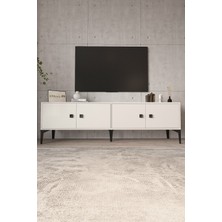 %100 Mdf Tv Ünitesi 180 cm Ayak Kulp Siyah Renk