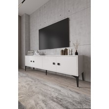 %100 Mdf Tv Ünitesi 180 cm Ayak Kulp Siyah Renk