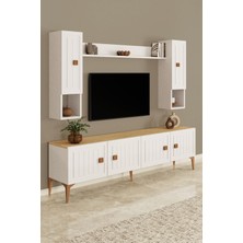 %100 Mdf Tv Ünitesi 180 cm Desenli Dolaplı Raflı Tv Ünitesi
