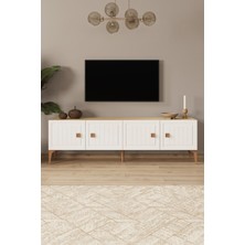 %100 Mdf Tv Ünitesi 180 cm Beyaz Aytaşı Tv Sehpası