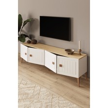 %100 Mdf Tv Ünitesi 180 cm Beyaz Aytaşı Tv Sehpası