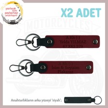 Hız Aşıkları Için Isim Plaka ve A Rh (-) Kan Grubu Kişisel, Acil Durum Deri X2 Anahtarlık, Bordo-Syh