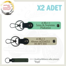 Çok Sevdiğine Özel Isim Plaka, A Rh - Kan Grubu Yazılı Kişisel X2 Anahtarlık Set, Yeşil-S Kahve-Ysl