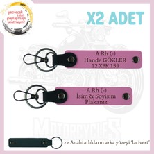 Yol Tutkunlarına, Isim Plaka ve A Rh (-) Kan Grubu Kişiselleştirilmiş Deri X2 Anahtarlık, Pembe-Laci