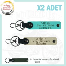 Motosiklet Aşıkları Için Özel, Isim Plaka ve A + Kan Grubu Yazılı X2 Anahtarlık, S Kahve-Turkuaz-Ysl