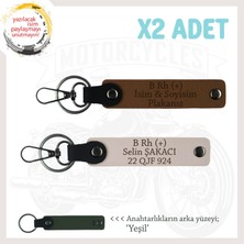 Biker Tarzına, Isim Plaka ve B Rh (+) Kan Grubu Yazılı Güvenli Sürüş Anahtarlığı, Kahve-Pudra-Ysl