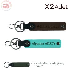 Avukata Şık Armağan, Isimli & Soyisimli 2’li Anahtarlık Hediye Takımı, Koyu Kahve-Turkuaz-Yeşil