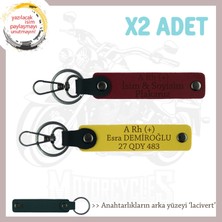 Motor Tutkunlarına, Isim Plaka ve A Rh (+) Kan Grubu Özel Üretim X2' Li Anahtarlık, Sarı-Bordo-Laci