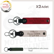 Yol Tutkunlarına, Isim Plaka ve 0- Kan Grubu Yazılı Kişiye Özel X2 Anahtarlık Set, Kırmızı-Pudra-Ysl