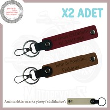 Hız Tutkunlarına Hediye, Isim Plaka ve Yazılı Kişiye Özel 2'li Anahtarlık Takım, Kahve-Bordo-Sk