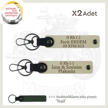 Motorcuya Hediye, Isim Plaka ve 0 Rh (-) Kan Grubu Kişiselleştirilmiş X2 Anahtarlık Set, S Kahve-Ysl