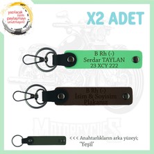 Hız Severlere Isim Plaka ve B Rh (-) Kan Grubu Yazılı X2 Motorcu Anahtarlık, K Kahve-F Yeşil-Ysl