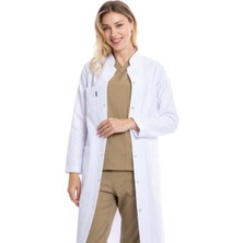 Uçak Medikal Beyaz Maxi Boy, Hakim Yaka, Doktor Önlüğü