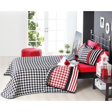 Branch Jakarlı Dokuma Çift Kişilik Yatak Örtüsü 260 x 260  cm  – Kırmızı Siyah Beyaz