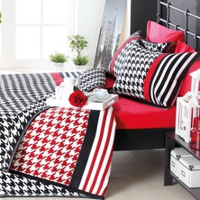 Branch Jakarlı Dokuma Çift Kişilik Yatak Örtüsü 260 x 260  cm  – Kırmızı Siyah Beyaz