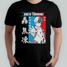 Pixxa My Hero  Shoto Todoroki Unisex %100 Pamuklu Bisiklet Yaka T-Shirt Model 2