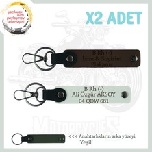 Motor Tutkunlarına, Isim Plaka ve B Rh - Kan Grubu Yazılı Kişisel X2 Anahtarlık, K Kahve-Beyaz-Ysl