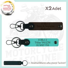 Motor Severlere, Isim Plaka ve 0 Rh (-) Kan Grubu Yazılı X2 Anahtarlık, Anı, K Kahve-Turkuaz-Laci