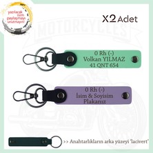 Yol Tutkunları Için, Isim Plaka ve 0- Kan Grubuna Kişiselleştirilmiş X2 Anahtarlık, Mor-Yeşil-Laci