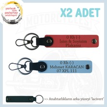 Yol Arkadaşları Için, Isim Plaka ve 0- Kan Grubu Kişiye Özel X2 Anahtarlık Set, Nar Çiçeği-Mavi-Laci