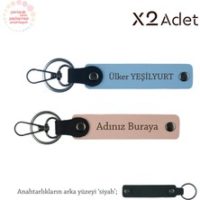 Kardeşe Yılbaşı Armağanı, Isim Yazılı 2’li Anahtarlık Seti, Yavru Ağzı-Gök Mavi-Siyah